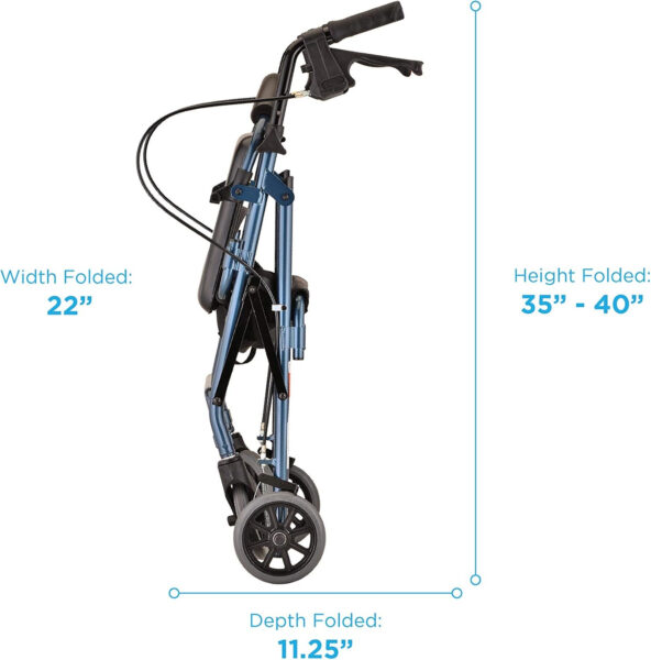 NOVA Medical Products GetGo Petite Rollator Walker for Height 4’0” – 5”4”, Blue, 1 Count