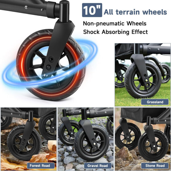 Rollator Walker for Seniors, Foldable All Terrain Rolling Walker with seat, Aluminum Walkers with 10 inch Rubber Wheels, Built-in Cable, Cup Holder, Adjustable Handles and Backrest for Seniors, Black