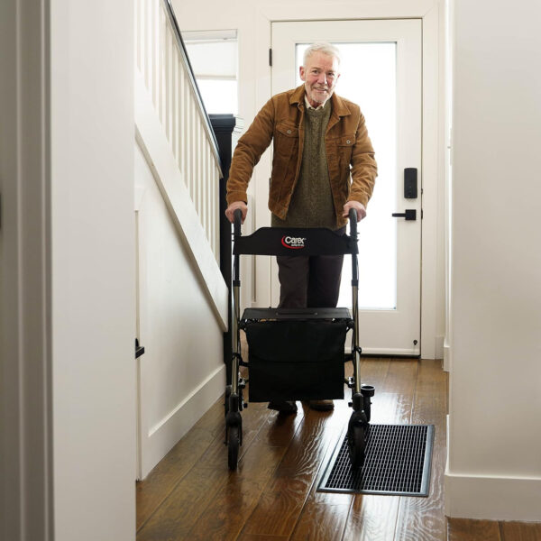 Carex Crosstour Rolling Walker Rollator – Rolling Walker with Seat – Folding, Euro Style Rollator, 4 Wheel Walker for Seniors- 300lb Capacity, Walker with Seat for Seniors