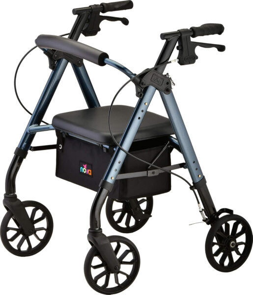 NOVA Star 8 Petite Rollator Walker with Perfect Fit Size System, Lightweight & Foldable, Easy to Lift & Carry, Great for Travel, Color Blue