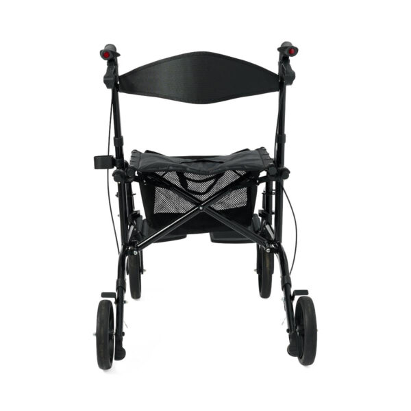 Medline Walker Wheelchair Combo, Rollator Walker for Seniors with Seat, Foldable Transport Chair with Footrests, 300 lb Capacity, Breathable Nylon, 18″ Wide Seat, Black