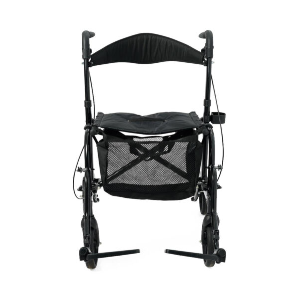 Medline Walker Wheelchair Combo, Rollator Walker for Seniors with Seat, Foldable Transport Chair with Footrests, 300 lb Capacity, Breathable Nylon, 18″ Wide Seat, Black