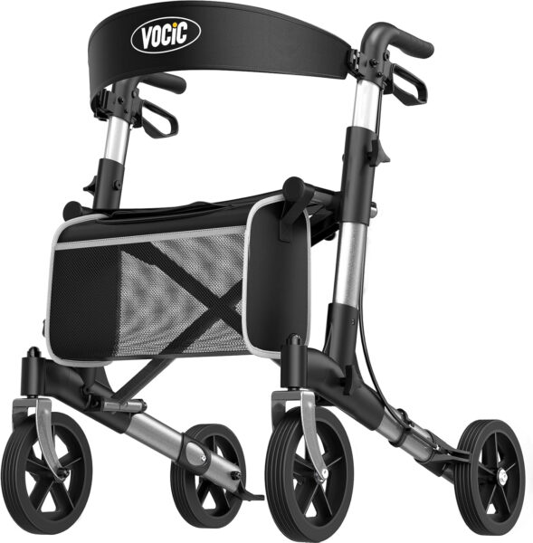 Walkers-for-Seniors-with-Seat, Lightweight Rollator Walker with Seat and Brakes, Folding Rolling Walker with Wheels, All Terrain-2024 New