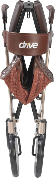 Drive Medical RTL10266CH-HS Nitro DLX Foldable Rollator Walker with Seat, Champagne (Brown)