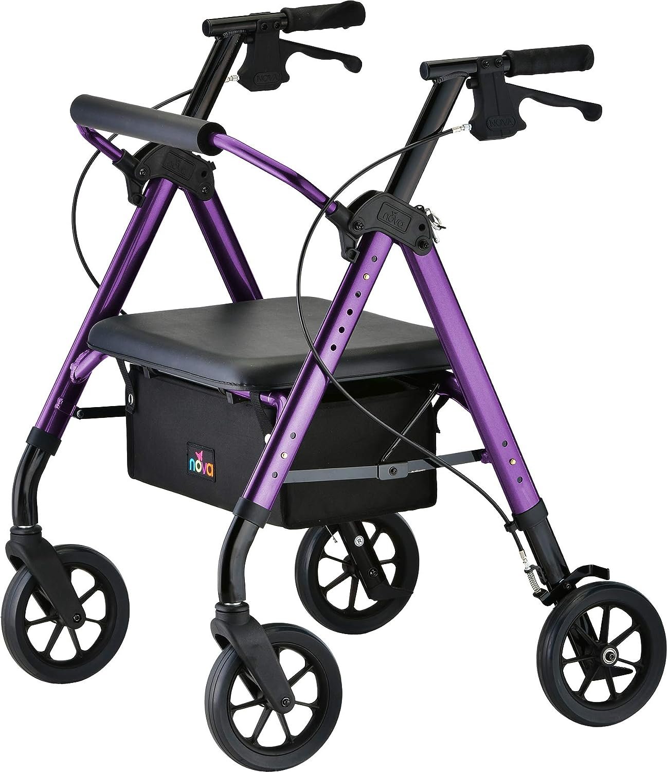 NOVA Medical Products Heavy Duty Bariatric Rollator Walker with Extra Wide  Padded Seat, Petite Approx User Height: 4'” –