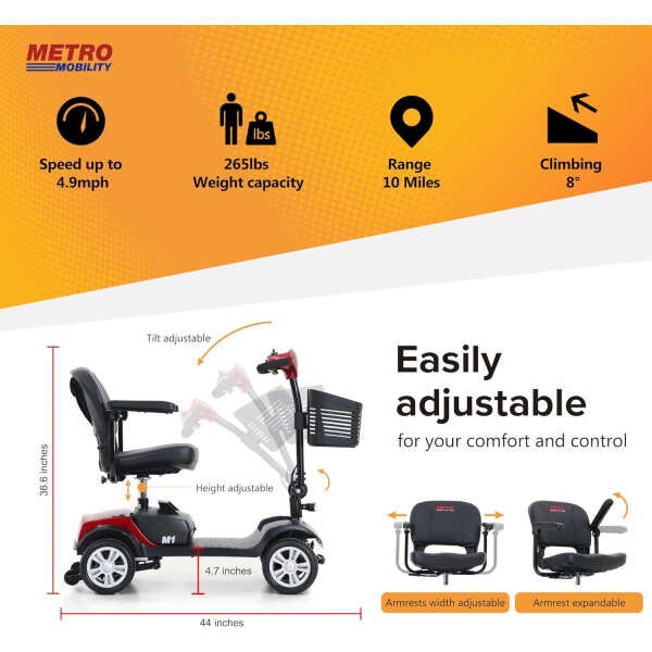 Metro Mobility Elderly Scooter Folding Scooter 4 Wheel Scooter (M1)