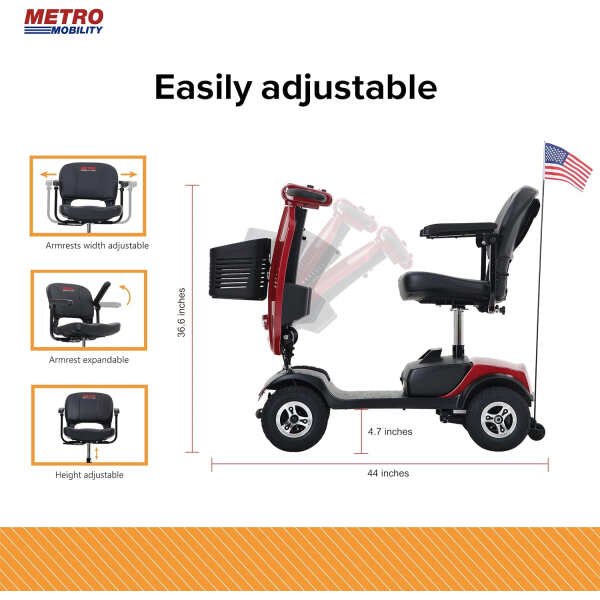 Metro Mobility 4 Wheel Electric Mobility Scooters for Adults- 300 lbs Capacity Folding Mobility Scooter for Seniors, Travel –