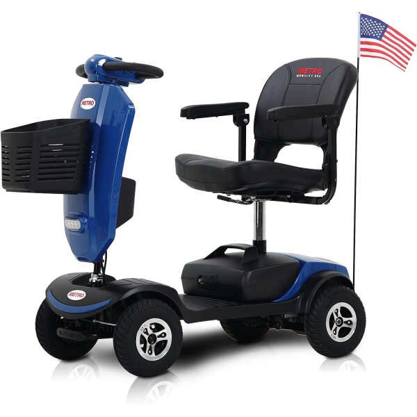 Metro Mobility 4 Wheel Electric Mobility Scooter for Adults – 300 lbs Capacity Folding Mobility Scooters for Seniors, Travel –